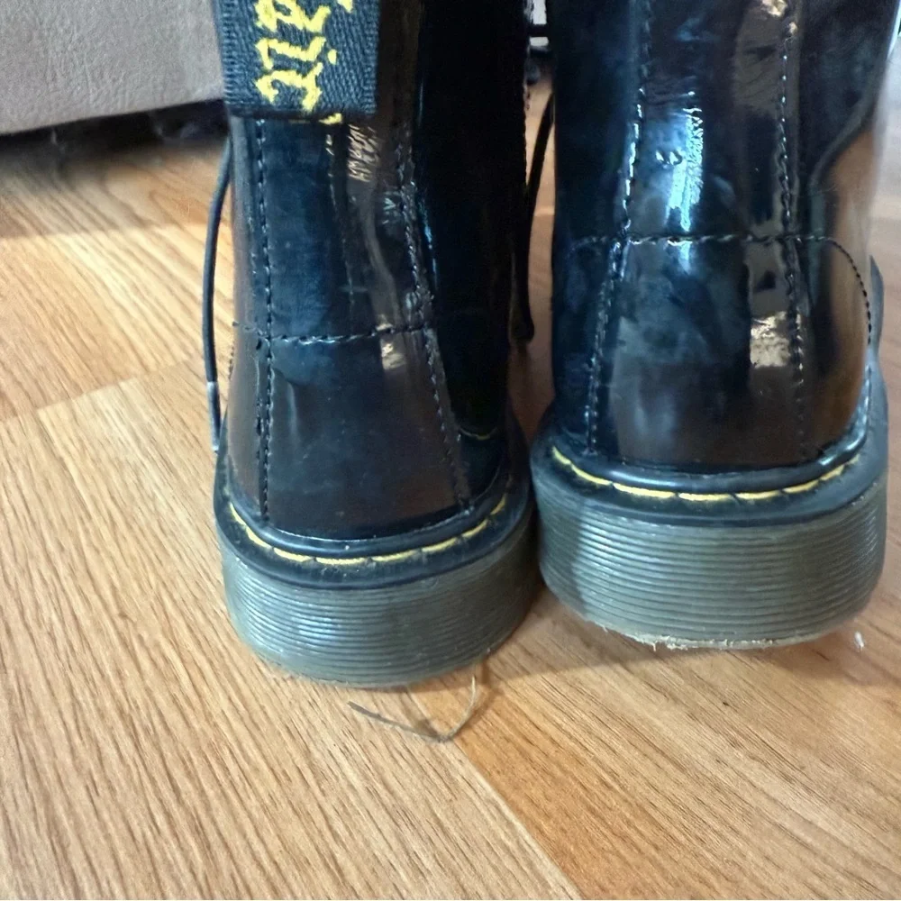 Dr. Martens Delaney 1460 Black Patent Lamper Lace Up Zipper Boots Size 3 (Girls)